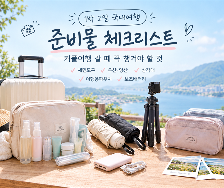 1박 2일 국내여행 준비물 체크리스트｜커플여행 갈 때 꼭 챙겨야 할 것