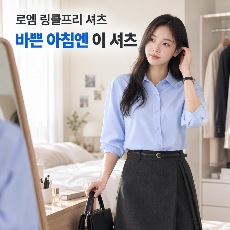 로엠 링클프리 셔츠 RMYWG23R11, 아침마다 다림질 귀찮다면 손이 가요