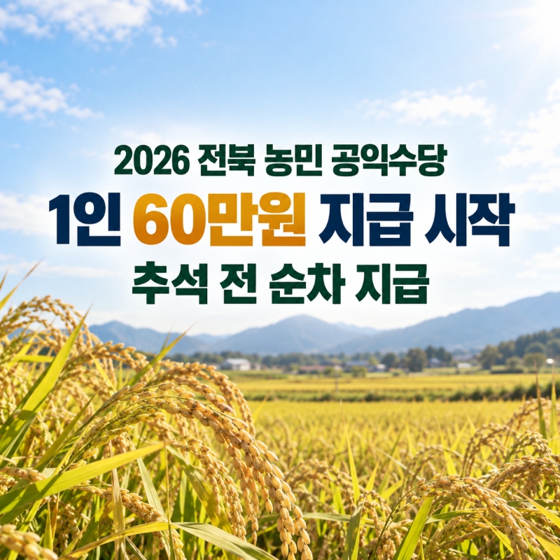 2026 전북 농민 공익수당 지급 시작｜1인 60만원, 추석 전 언제·어떻게 받나