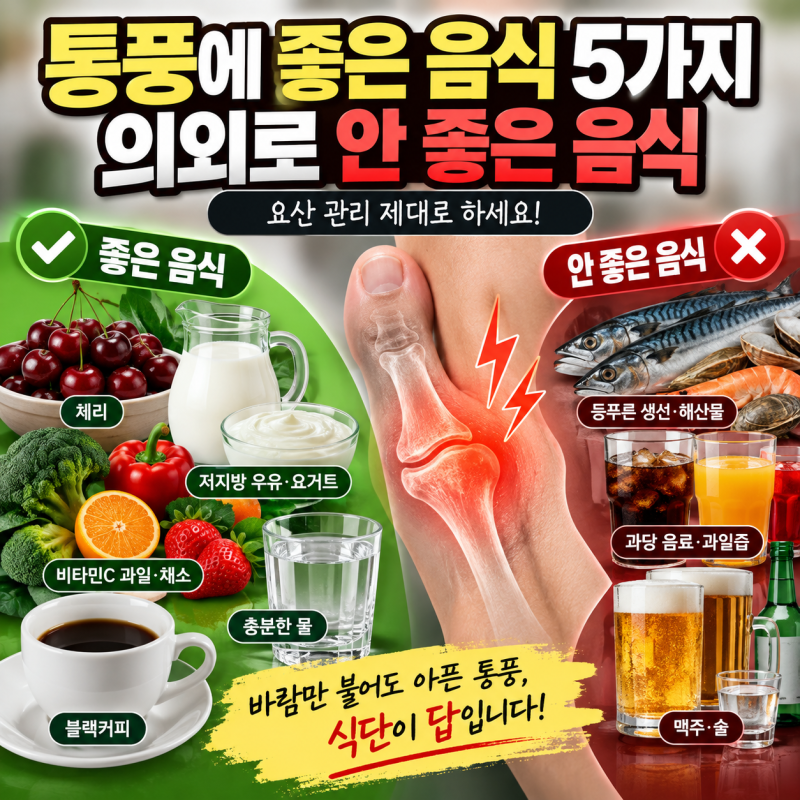 통풍에 좋은 음식 5가지와 의외로 통풍에 안 좋은 음식 관리법