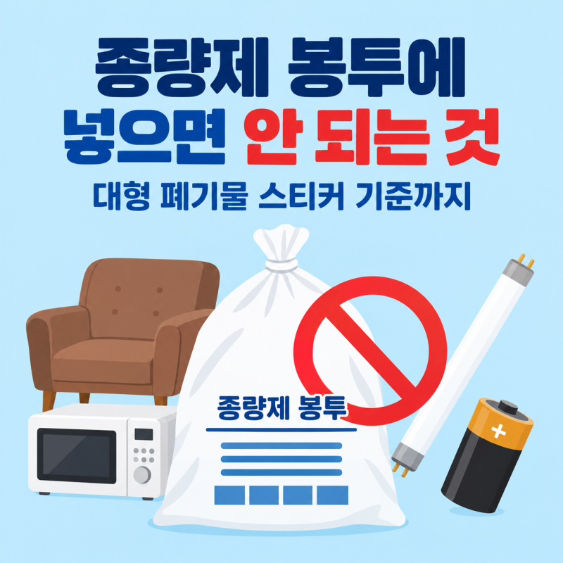 종량제 봉투 배출 불가 품목과 대형 폐기물 스티커 구분 기준 정리