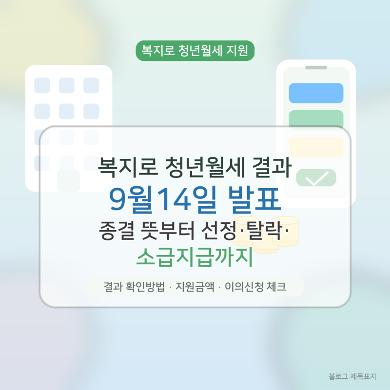 복지로 청년월세 결과 9월14일 발표｜종결 뜻부터 선정·탈락·소급지급까지