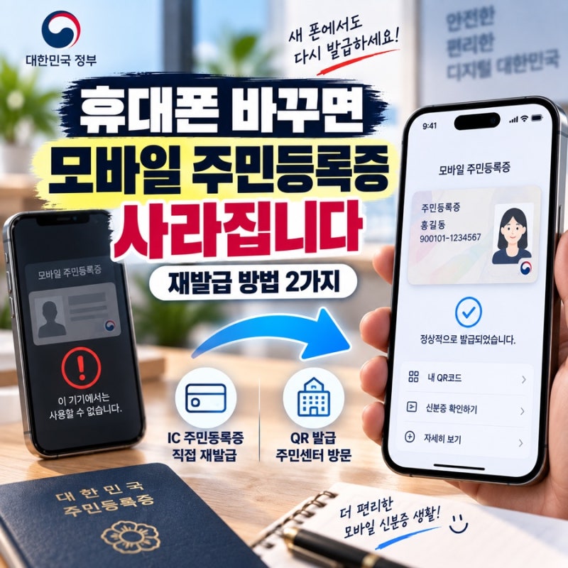 휴대폰 바꾸면 모바일 주민등록증 사라집니다｜재발급 방법 2가지