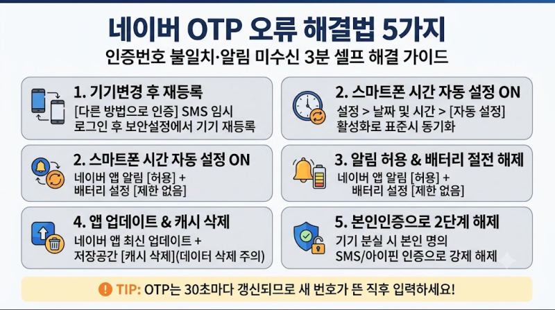 네이버 OTP 안됨 오류 해결법 5가지 기기변경 시 2단계 인증 재설정 방법
