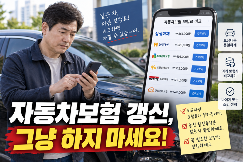 자동차보험 갱신할 때 보험료 줄이는 방법 7가지 (그냥 갱신하면 놓칠 수 있습니다)