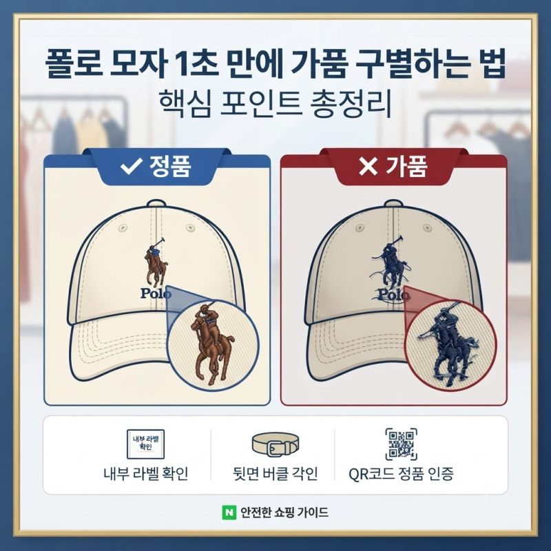 폴로 모자 가품 구별방법 총정리 | 비밀은 말의 근육에 있다!