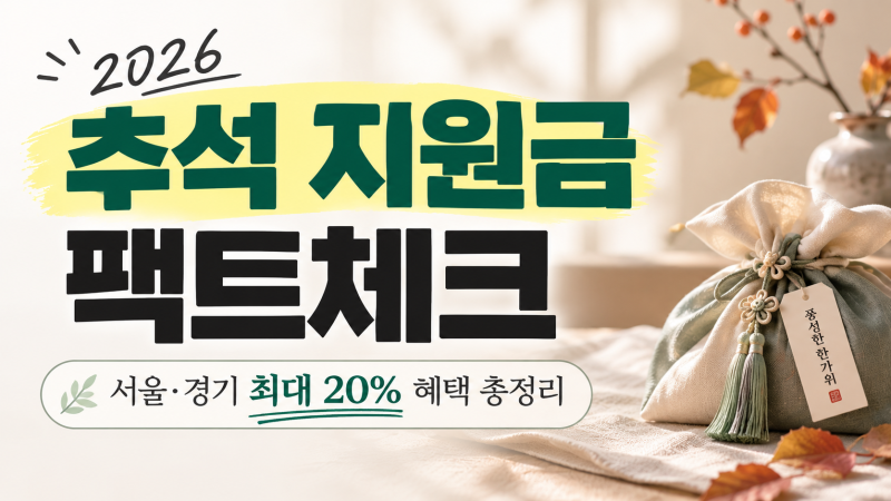 2026 추석 지원금 팩트체크: 서울·경기 지역화폐 최대 20% 혜택 챙겨가세요