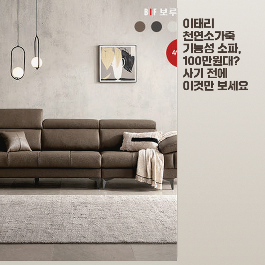 4인용 소파 고민 중이라면, 이태리 천연 소가죽 베이지브라운