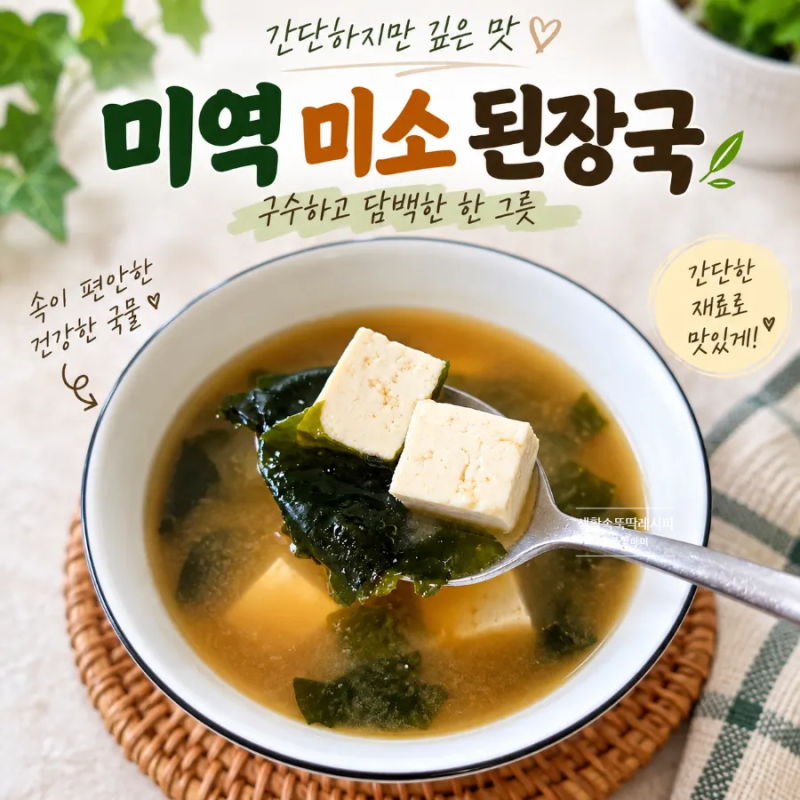미역미소된장국 미역 한줌 넣었더니 국물맛이 달라져요 아침국 10분완성 레시피