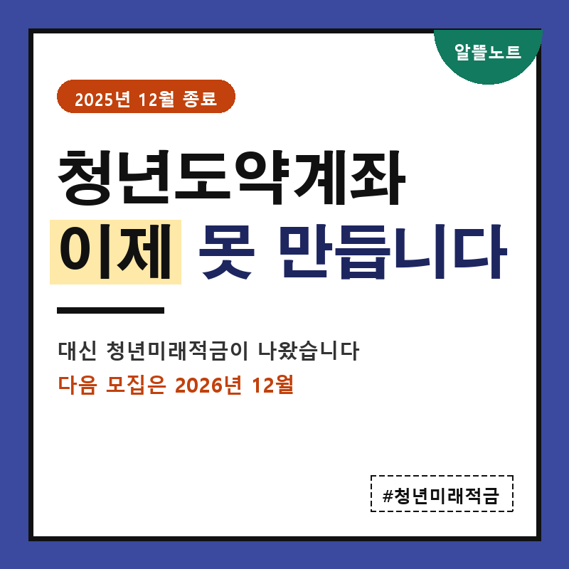 청년도약계좌 이제 못 만듭니다 — 12월 청년미래적금 조건 총정리