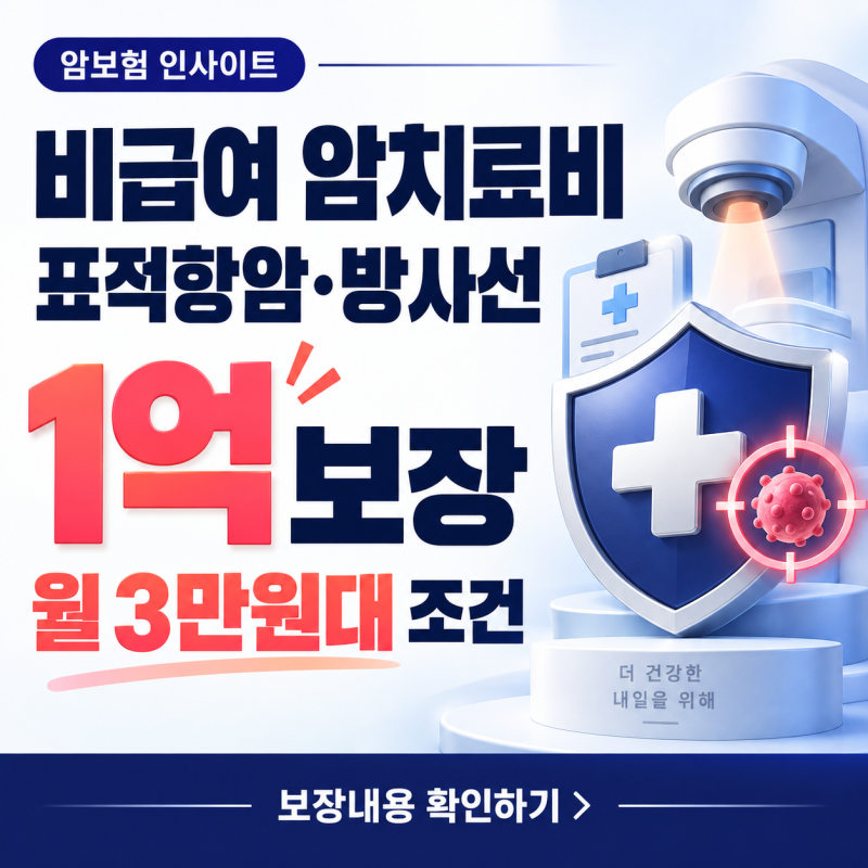 비급여 암치료비 표적항암 방사선 1억 보장 월 3만원대 조건