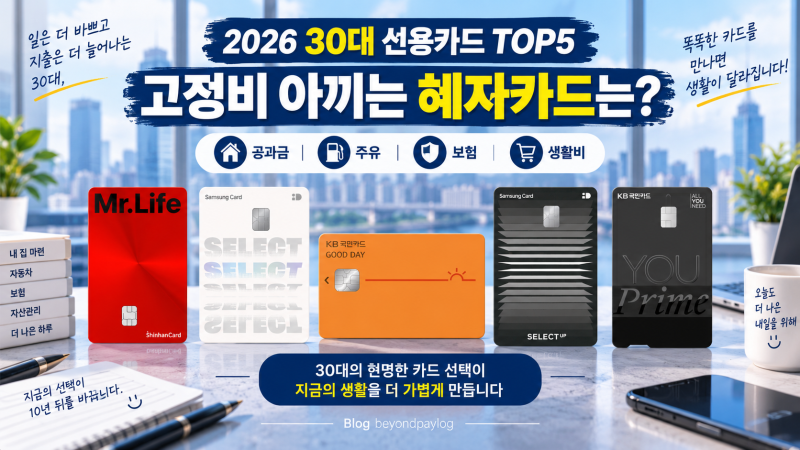 2026 30대 신용카드 추천 TOP5｜공과금·주유·보험료 아끼는 혜자카드는?