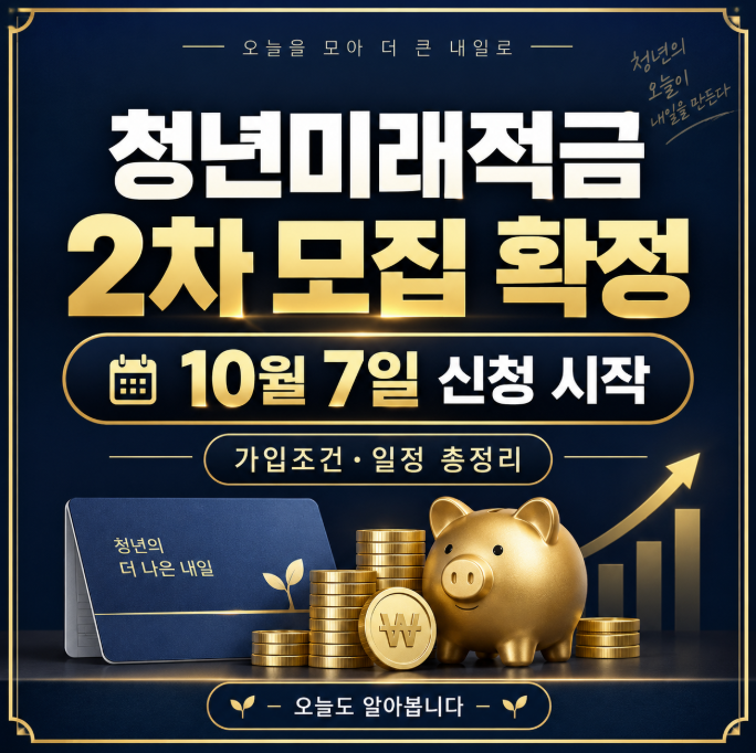 청년미래적금 2차 모집 확정｜10월 7일 신청 시작, 가입조건·일정·갈아타기 총정리