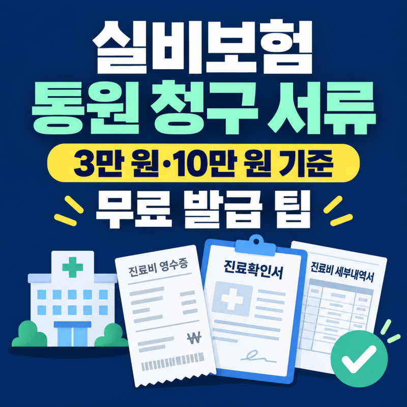 실비보험 통원 청구 서류 완벽 정리: 3만 원·10만 원 기준과 무료 발급 팁