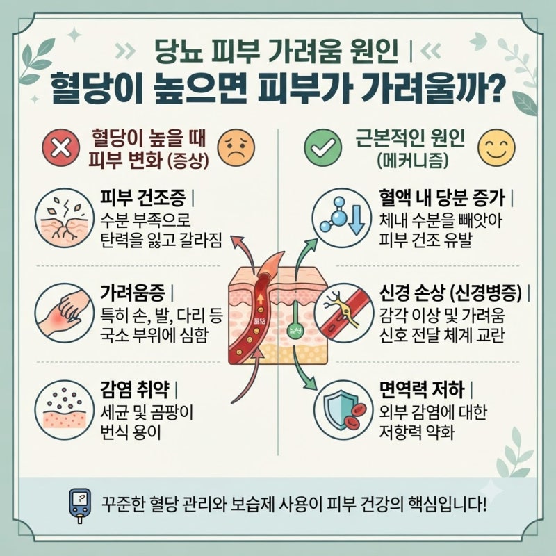 당뇨 피부 가려움 원인｜혈당이 높으면 피부가 가려울까?