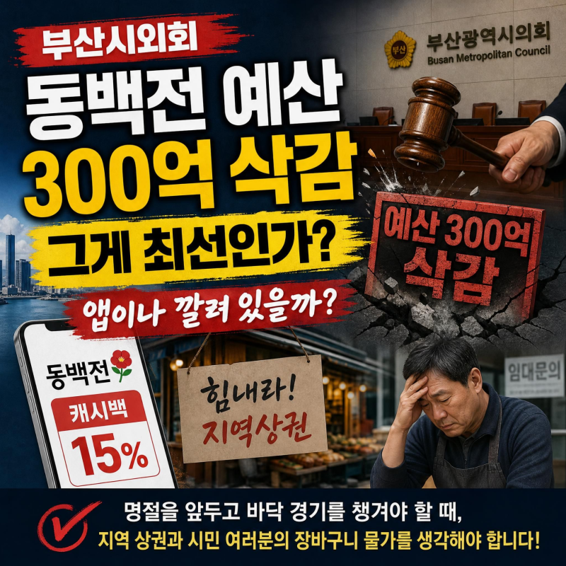 부산시외회 동백전 예산 300억 삭감 그게 최선인가? 앱이나 깔려 있을까?