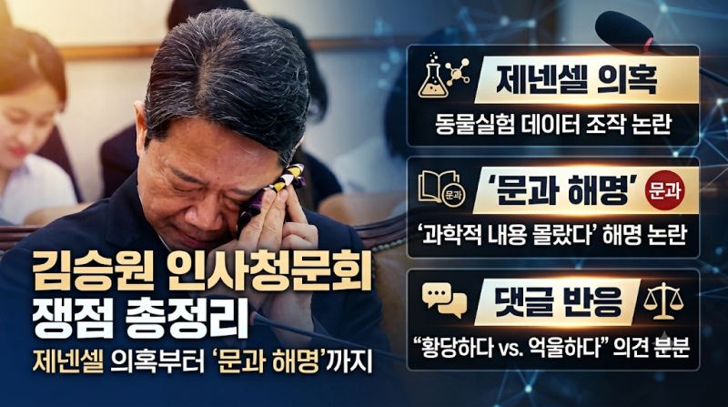김승원 법무부장관 후보자 인사청문회 쟁점 총정리: 제넨셀 의혹부터 '문과 해명'·댓글 반응....