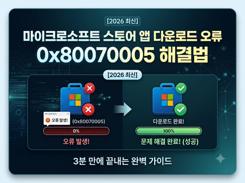 [2026 최신] 마이크로소프트 스토어 앱 다운로드 오류(0x80070005) 해결법