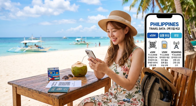 필리핀 여행 eSIM·유심·로밍 완벽 비교 | 3박 5일 통신비와 한국 문자 수신 총정리