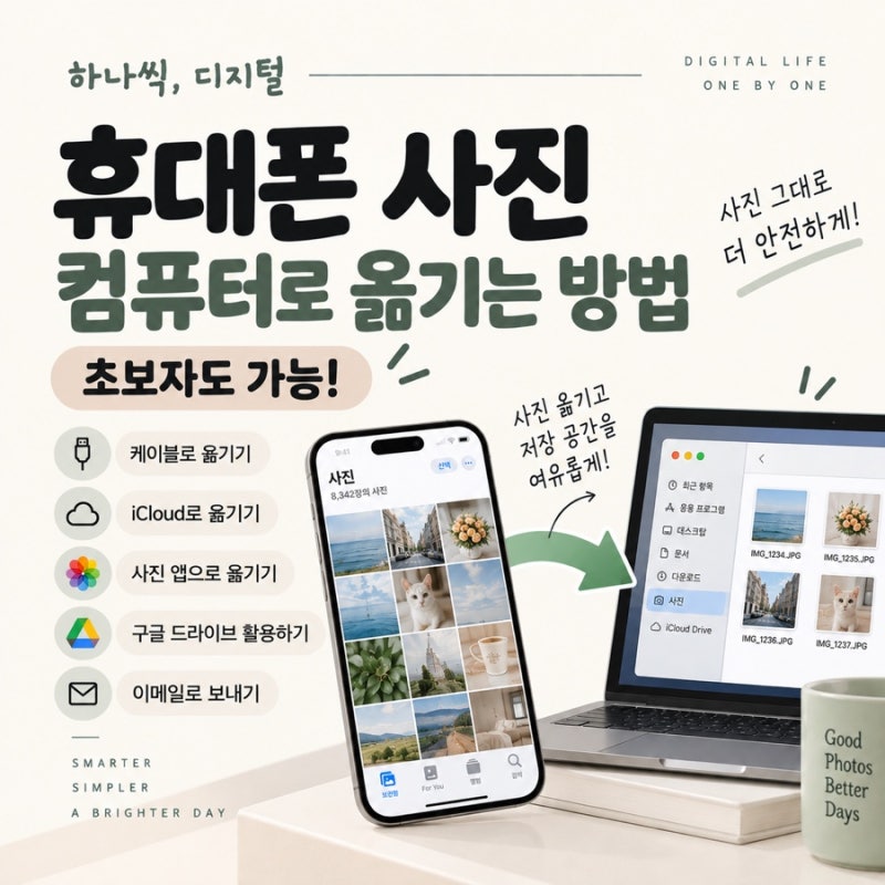 휴대폰 사진 컴퓨터로 옮기는 방법 | 초보자도 가능