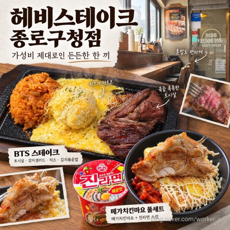 [광화문 D타워 맛집]종로역데이트 코스로 가성비 좋은 헤비스테이크 종로구청점 | 신제품 메....