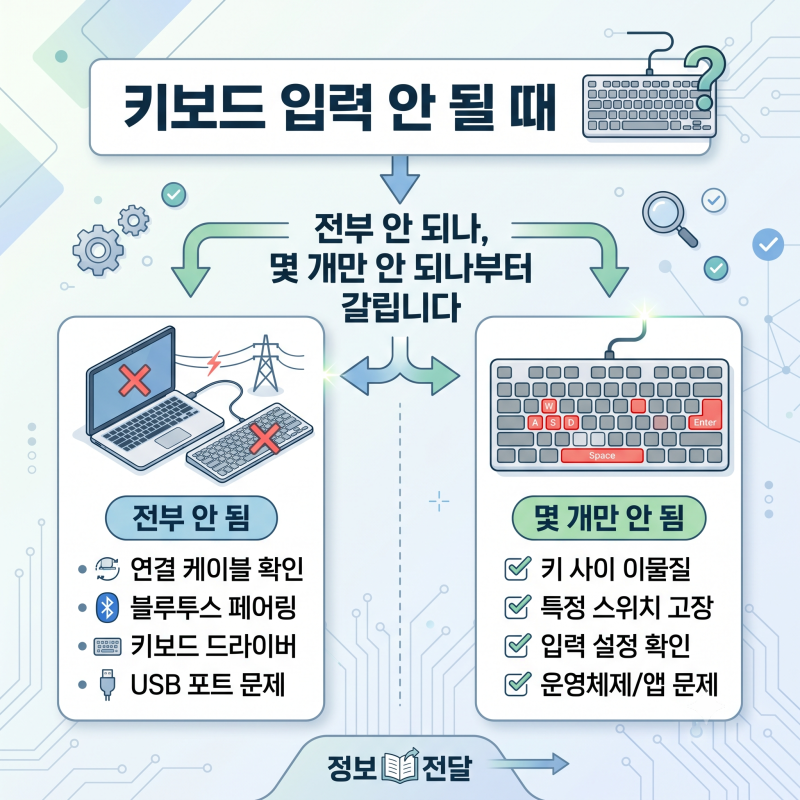 키보드 입력 안 될 때 | 전부 안 되나, 몇 개만 안 되나부터 갈립니다