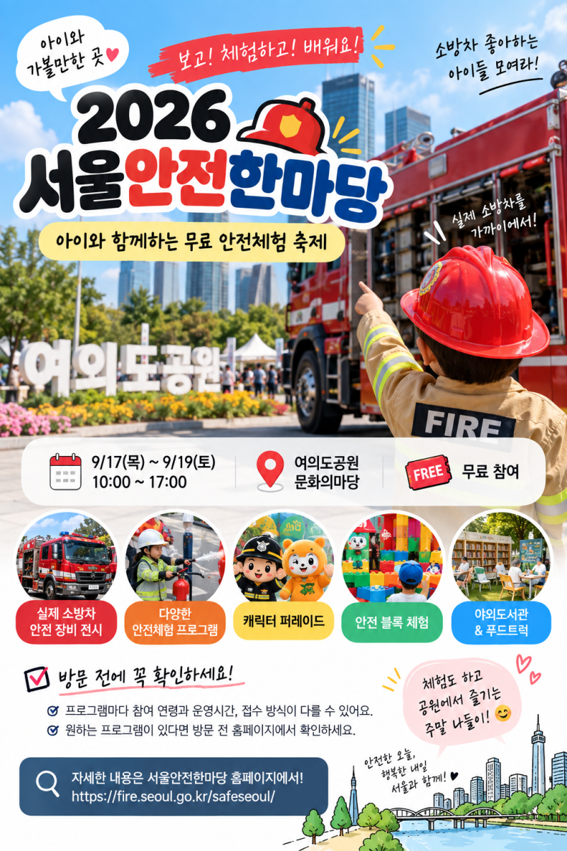2026 서울안전한마당 무료 체험｜여의도공원 소방차부터 안전체험까지