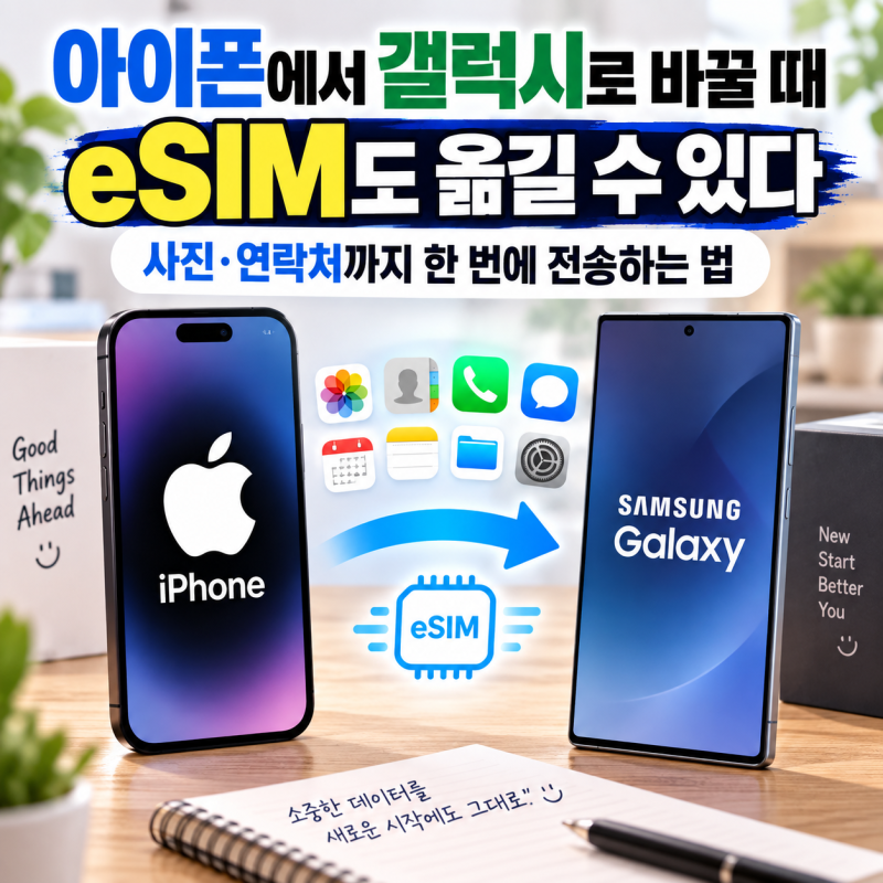 아이폰에서 갤럭시로 바꿀 때 eSIM도 옮길 수 있다｜사진·연락처까지 한 번에 전송하는 법