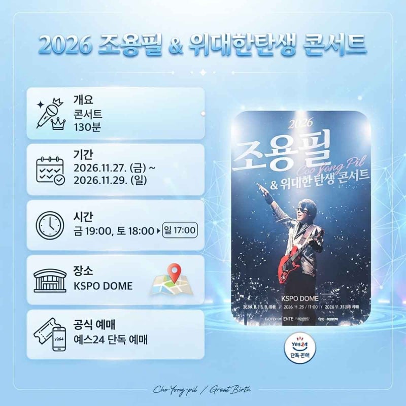 조용필 콘서트 예매 방법 | 2026 일정·가격·장소 티켓팅 총정리