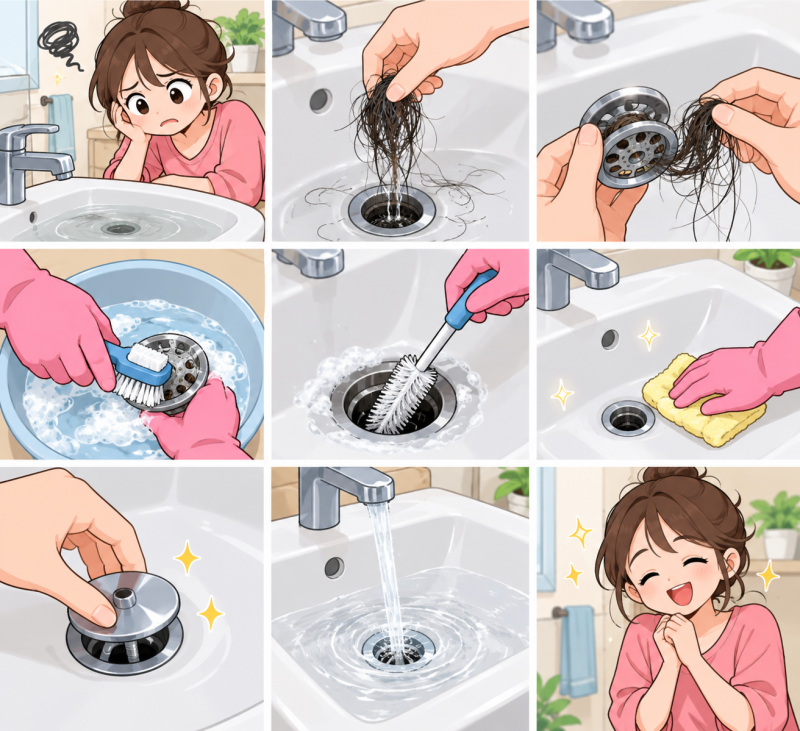 세면대 막혔을 때 머리카락 제거부터 배수구 청소까지 순서