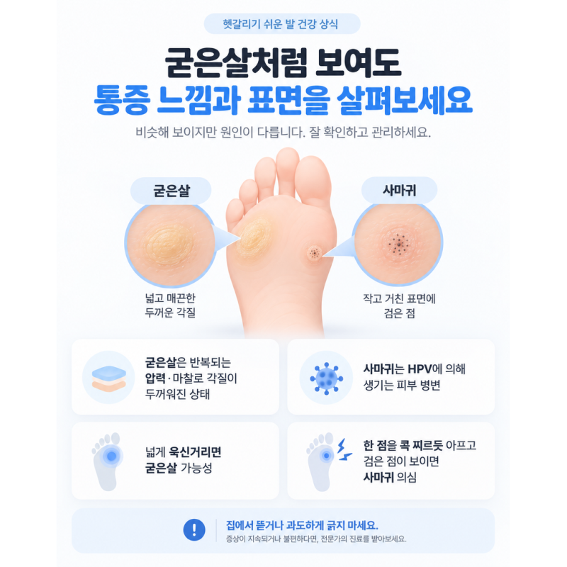 발바닥에 굳은살처럼 통증이 있다면 사마귀 제거를 고려할 신호일 수 있다 #사상구화상외과