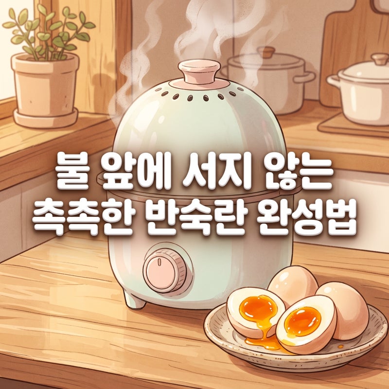 삶는 계란 찜기 불 앞에 서지 않고 촉촉한 반숙란 완성법
