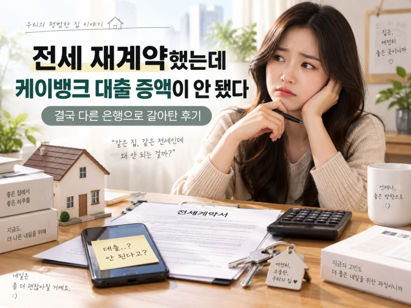 케이뱅크 전세대출 증액 안 돼 농협으로 갈아탄 후기｜재계약 5% 인상 후 대출 변경