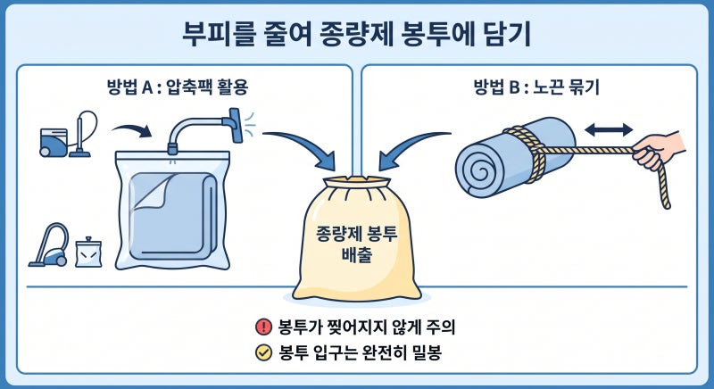 이불 버리는 방법(+얇은이불, 솜이불, 극세사 이불 종량제 부피줄이기, 폐기물 신고 팁)