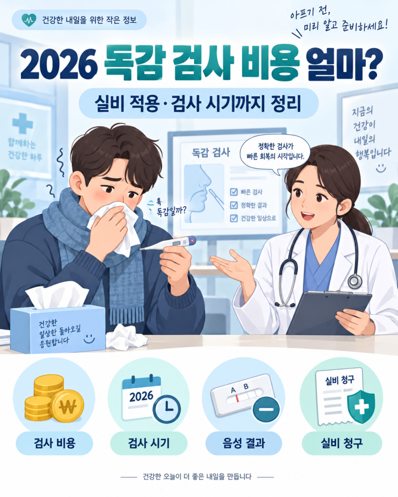 2026 독감 검사 비용 얼마? 실비 적용·검사 시기까지 정리