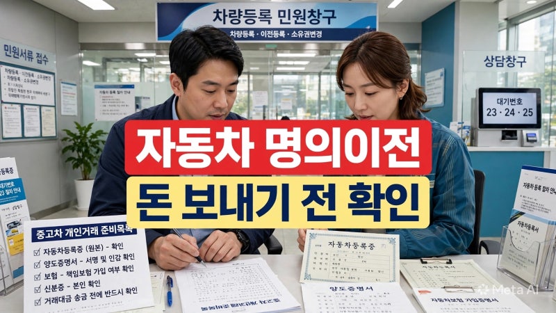 자동차 명의이전 어떻게 할까?｜중고차 개인거래·필요서류·비용·신청방법 총정리