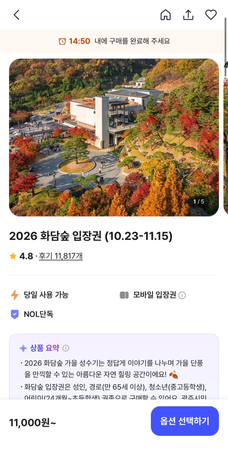 2026 곤지암 화담숲 예약후기 단풍절정시기 11월 예약성공