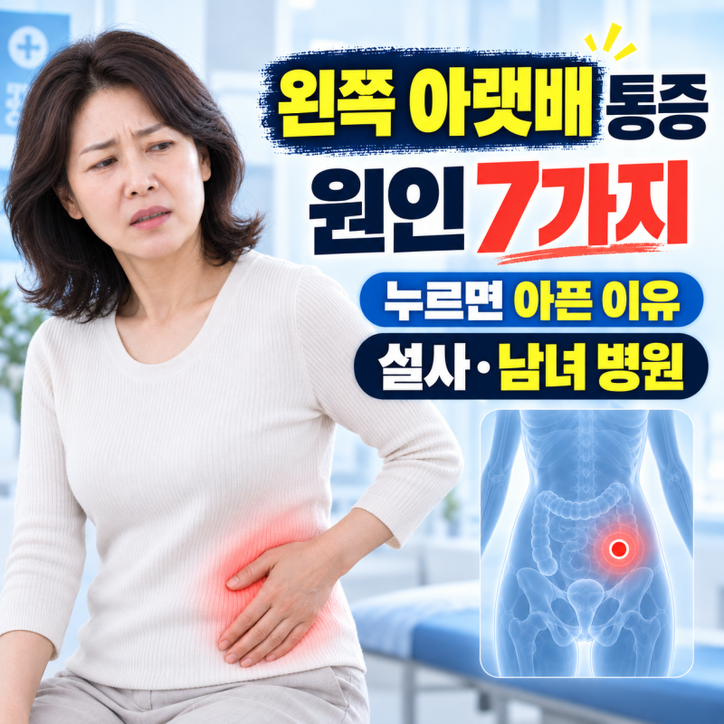 왼쪽 아랫배 통증 원인 7가지, 누르면 아픈 이유·설사·남녀 병원 총정리