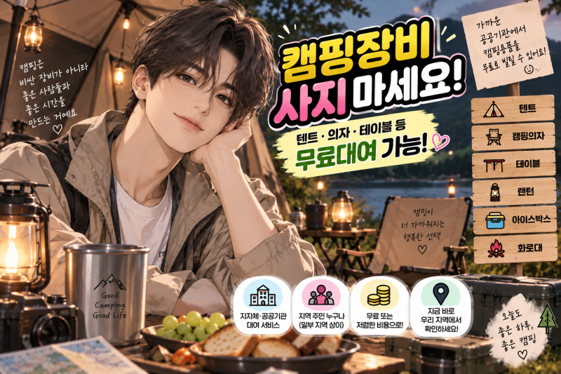 캠핑용품 무료대여 가능? 텐트·의자·테이블 공짜로 빌리는 곳