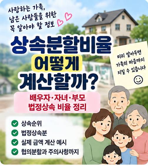 상속분할비율 어떻게 계산할까?｜배우자·자녀·부모 법정상속 비율 정리