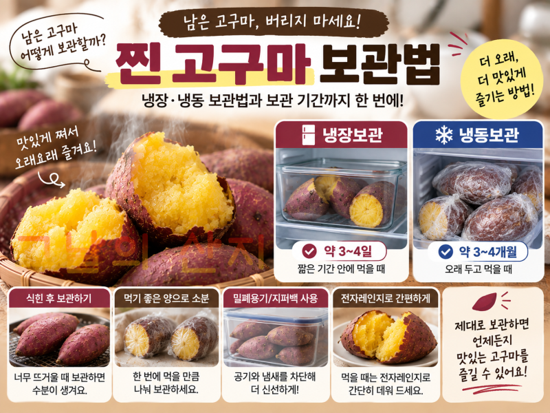 찐 고구마 냉장·냉동 보관법｜남은 고구마 며칠까지 괜찮을까?