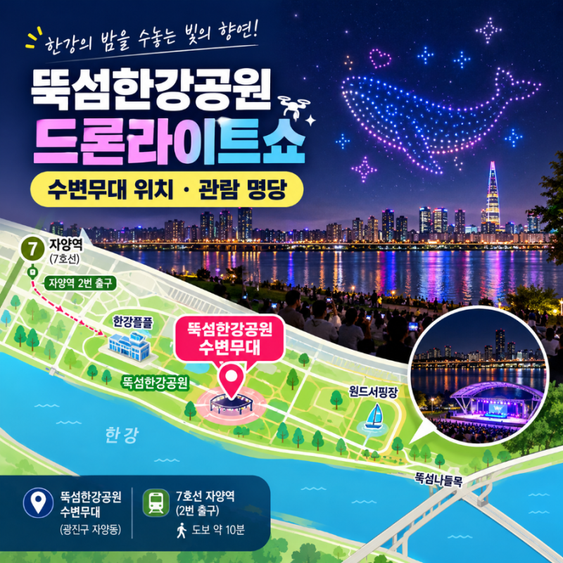 2026 한강 드론라이트쇼｜뚝섬 관람 명당 5곳과 주차·편의시설 총정리