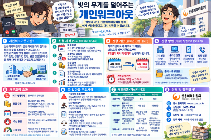 신용회복위원회 개인워크아웃 신청 절차와 자격 조건