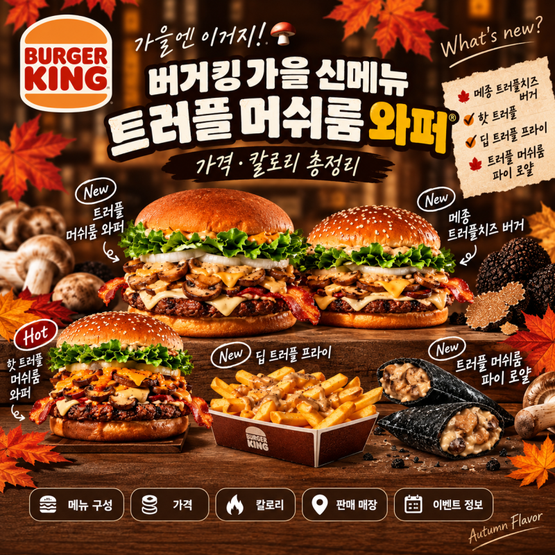 버거킹 트러플 머쉬룸 와퍼 가격·칼로리, 메종 트러플치즈 신메뉴 총정리