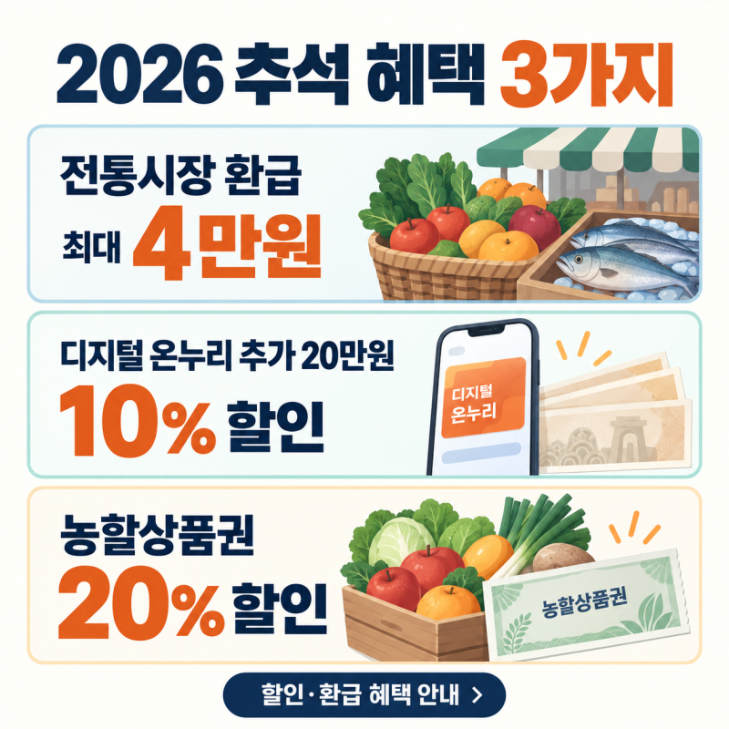 2026 추석 지원금 따로 있나? 전통시장 최대 4만원·온누리 10% 챙기는 법