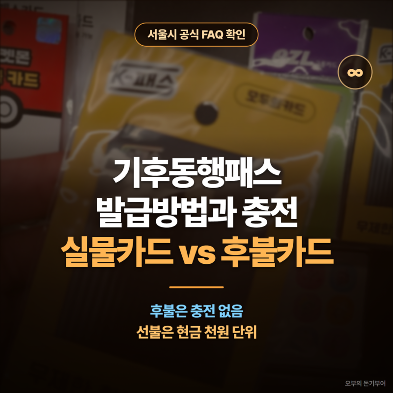 기후동행패스 발급방법과 충전, 실물카드와 후불카드는 뭐가 다를까