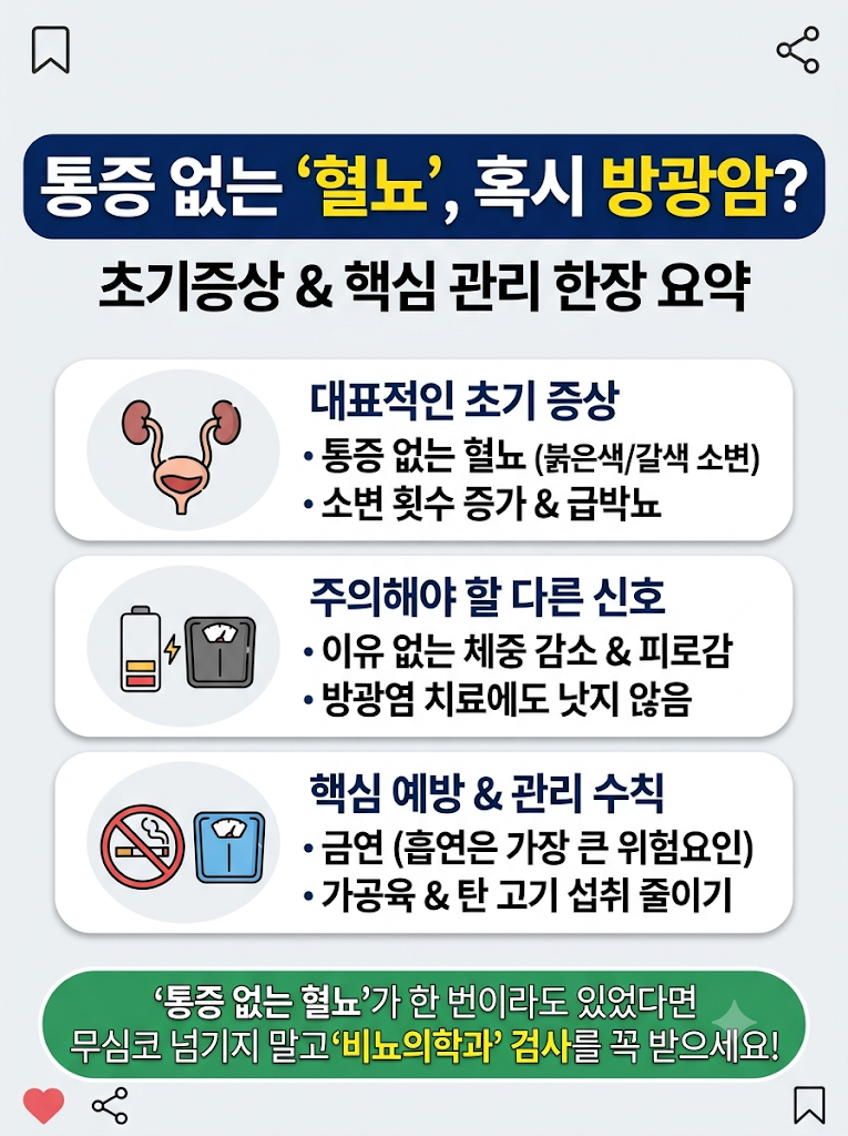 방광암 초기증상｜통증 없이 소변에 피가 보여도 검사해야 할까?