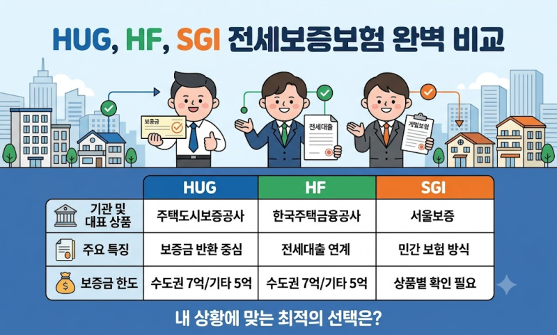 전세보증보험 차이점 완벽 비교! HUG HF SGI 선택법