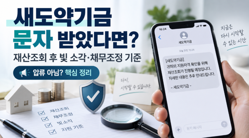 새도약기금 문자 받았다면?｜신용·재산 조회 후 빚 소각·채무조정 기준