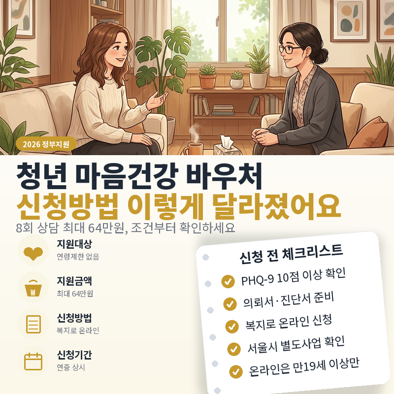 청년 마음건강 바우처 신청방법, 2026년부터 이렇게 달라졌어요